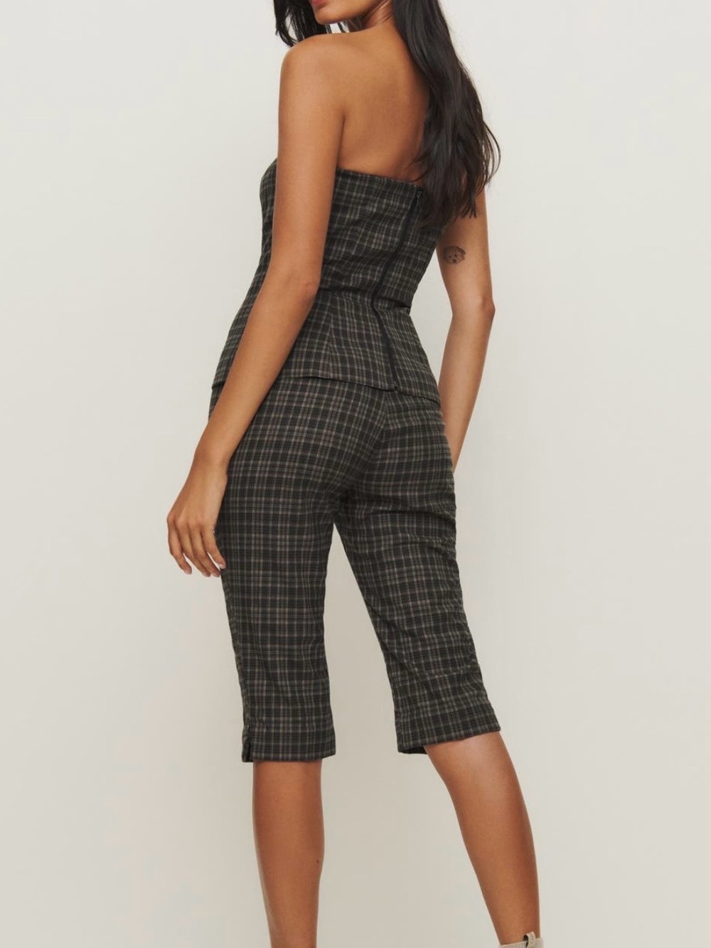Reformation × Kacey Musgraves Steeplechase Plaid Strapless Top & Capri Pants Set - Picture 2 of 6